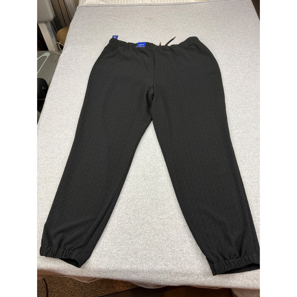 Apt. 9 Womens XL Black Textured Jacquard Jogger Pants Gold Zip Pockets MSRP $48 - Picture 12 of 16